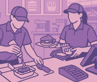 An illustration of fast-food workers in a restaurant